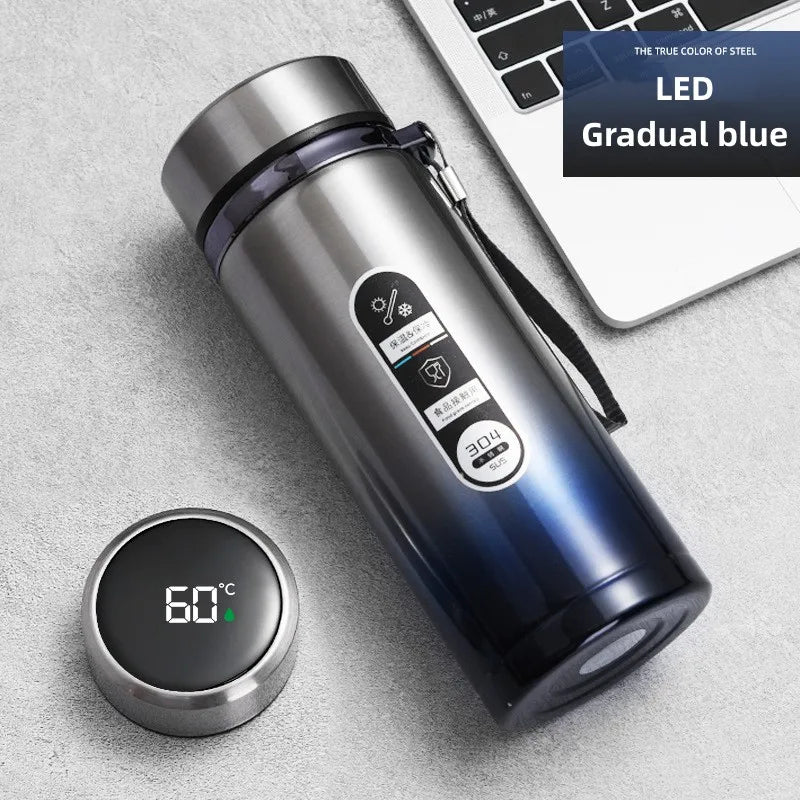 800ml-1L Edelstahl Thermoskanne – Tragbare Vakuumflasche mit LED-Temperaturanzeige