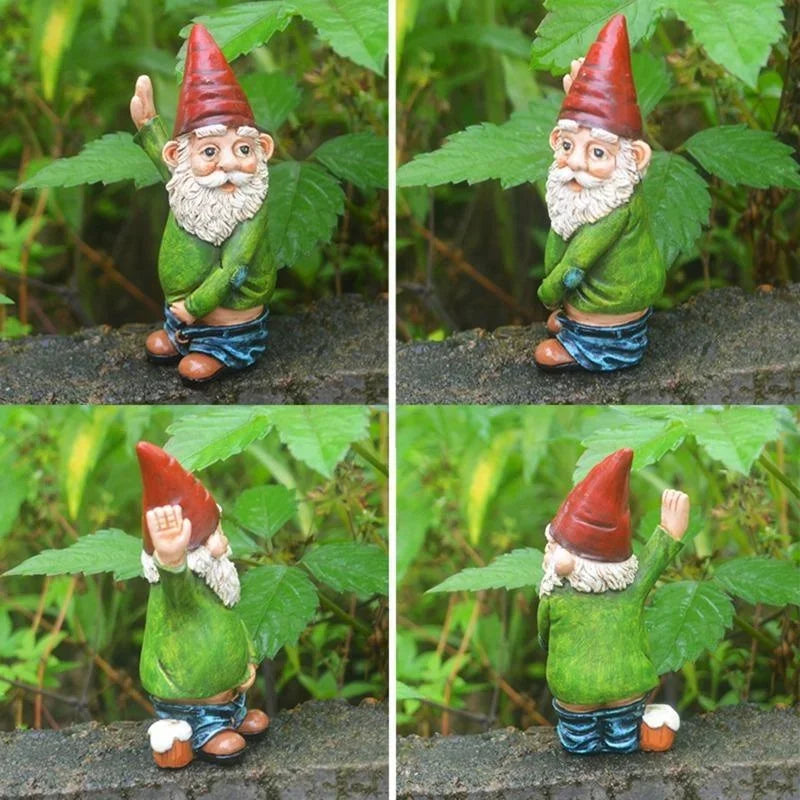 Frendorf | JollyPee Kreative Gartenzwerg Statue | Harz Handwerk | Weihnachts- und Garten-Deko | Witzige Innenhof-Dekoration