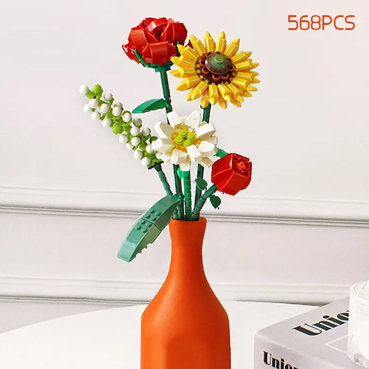 Frendorf | BloomBlocks Romantisches Rosen-Bouquet | Bauklötze Set | DIY Dekoration | Geschenk für Mädchen