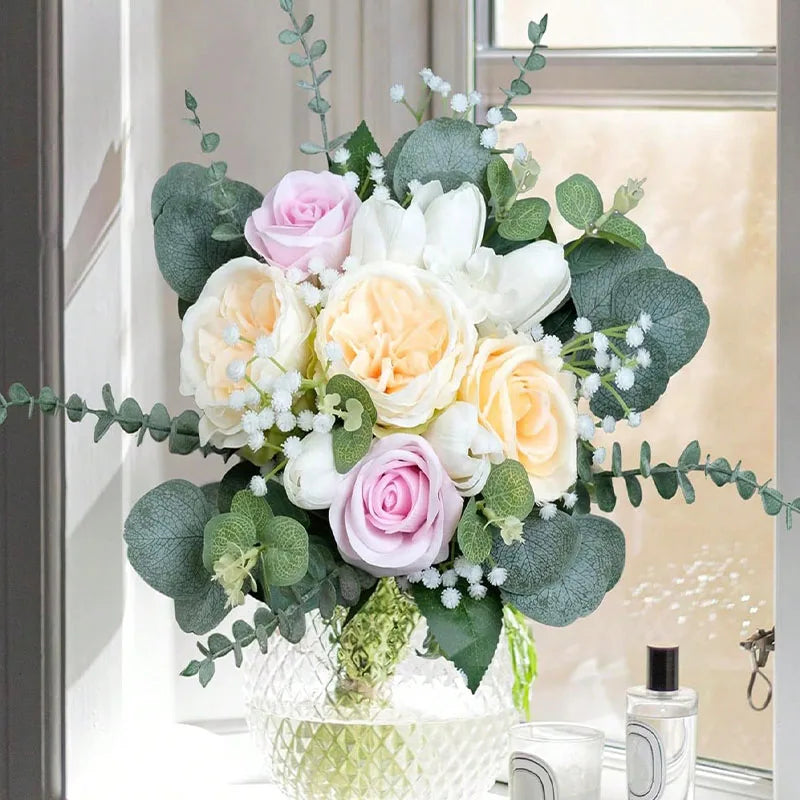 Frendorf | 30 Stück Künstliche Eukalyptusblattstiele – Silbermünzen-Eukalyptus für Hochzeitsblumenarrangements und Wohnkultur