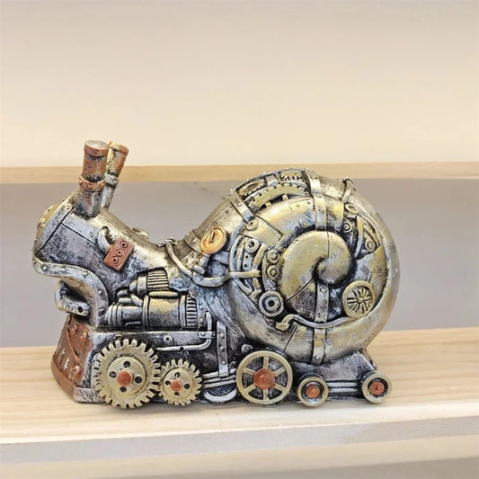 Frendorf | GearMorph Steampunk Tierfigur aus Harz | Industriestil Tischdeko | Mechanischer Drache, Elefant & Schnecke | Kunstvolle Deko für Zuhause