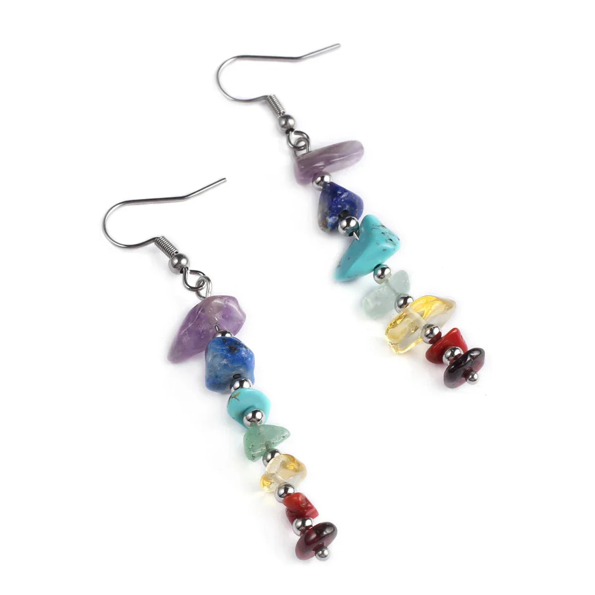 Frendorf | 7 Chakra Naturstein Chips Dangle Ohrringe