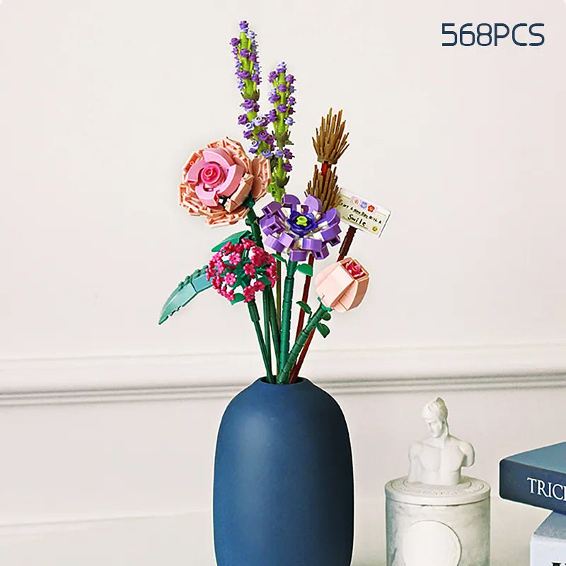 Frendorf | BloomBlocks Romantisches Rosen-Bouquet | Bauklötze Set | DIY Dekoration | Geschenk für Mädchen