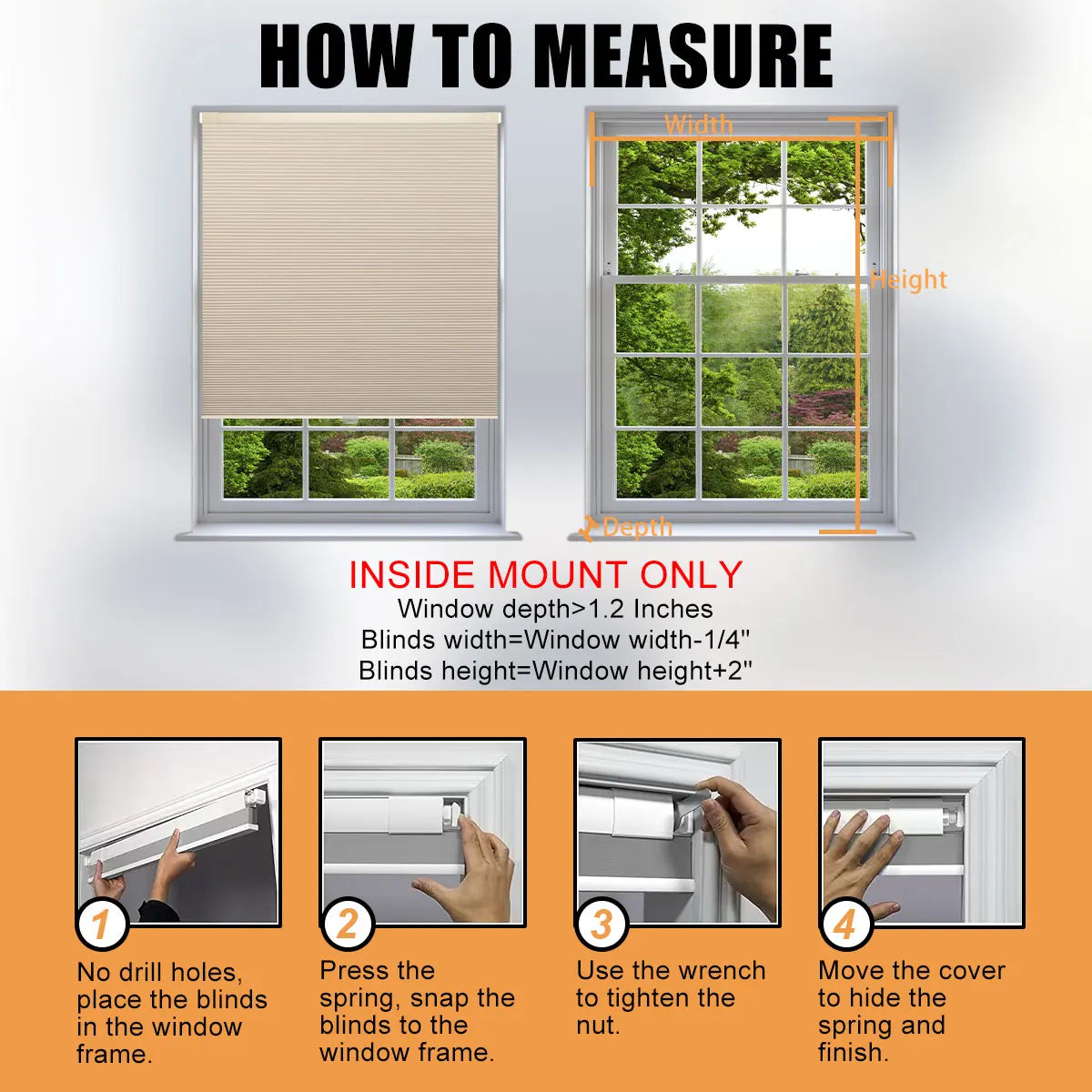 Frendorf | Blackout No-Drill Kabellose Wabenjalousien