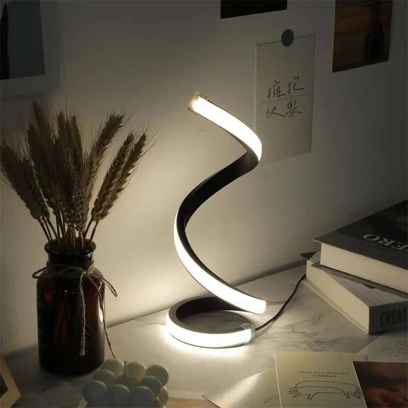 1Pc LED Spiral Tischlampe Moderne Drei Geschwindigkeitsdimmung USB Netzschalter Schlafzimmer Dekorative Tischlampe
