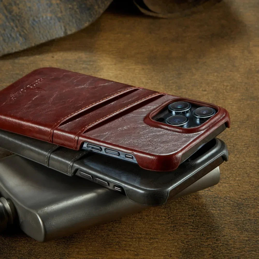 Frendorf | Leder iPhone 16/15/14 Rückseitenhülle Kartenhalter Case