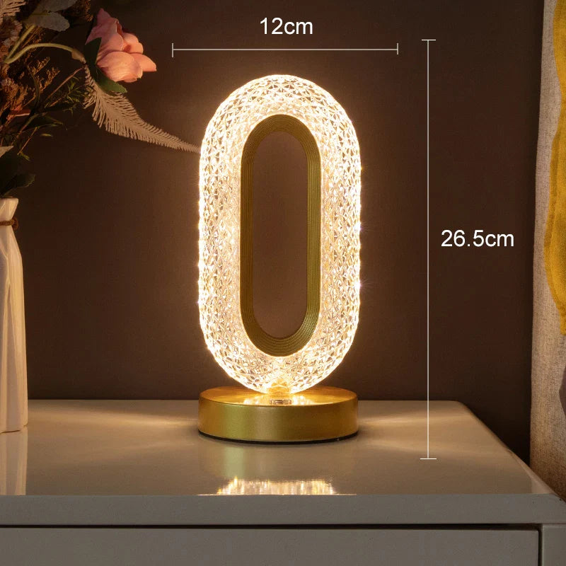 Kristall LED Tischlampe: Dimmbar, USB-Laden, Touch- & Fernbedienung