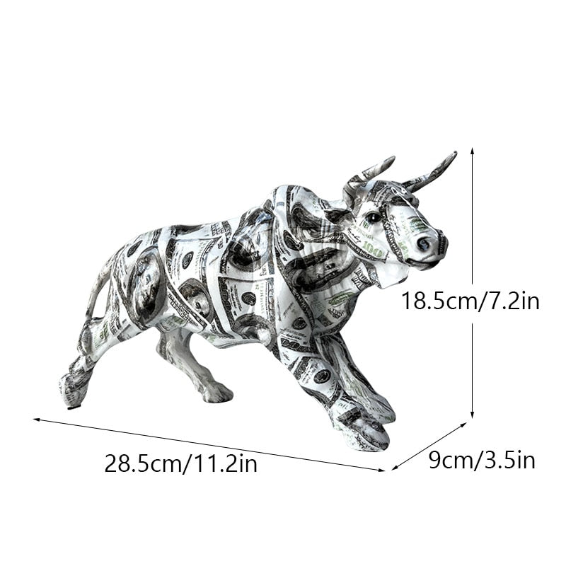 Graffiti-Malerei Harz Bull Figuren Home Wohnzimmer Schlafzimmer Büro Desktop Feng Shui Ornamente Sammlung Statuen