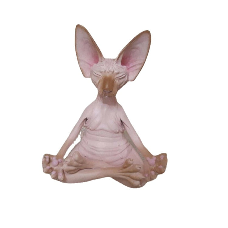 Meditation Yoga Glückliche Katze Wunderliche Buddha-Sphinx-Katzenstatue Art-Deco-Skulptur Outdoor-Gartenstatue