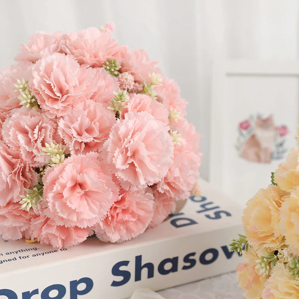 Frendorf | 28 cm Künstlicher Nelkenstrauß – 1/3 Stück Seidenblume für Zuhause, Hochzeit, Zimmer, Gartendekoration, DIY Braut hält Blumen