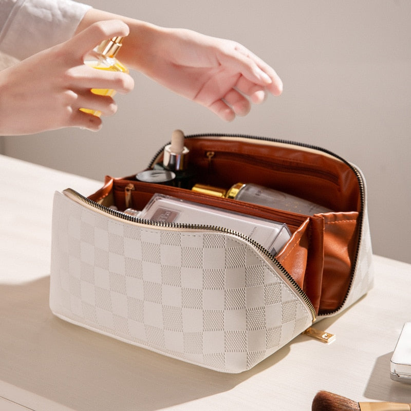 Frendorf |  Luxus Checkered Make-up Kosmetiktasche