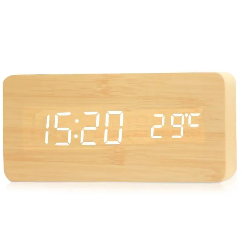 Frendorf | TimeWood | Digital Holz-Uhr mit LED-Display, Stille-Funktion & modernem Design