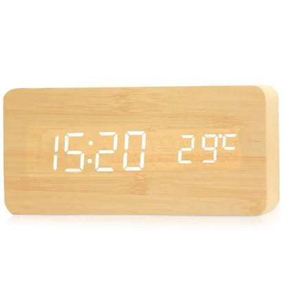 Frendorf | TimeWood | Digital Holz-Uhr mit LED-Display, Stille-Funktion & modernem Design