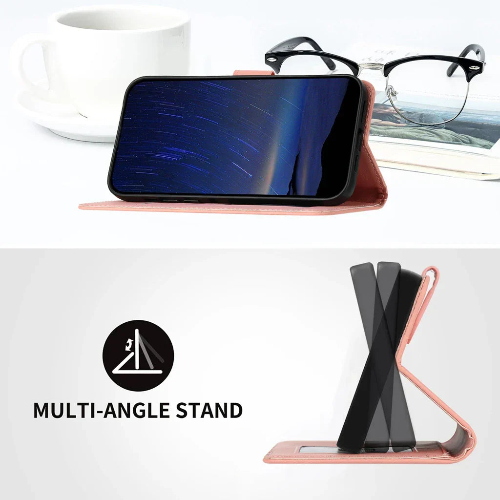 Frendorf | Tierdruck Leder iPhone Magnetische Flip Geldbörse Hülle