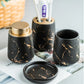 Frendorf | Marbliq Nordic Badezimmer-Set | 4-teiliges Marmor-Design | Luxuriöse Badaccessoires | Elegant & Praktisch