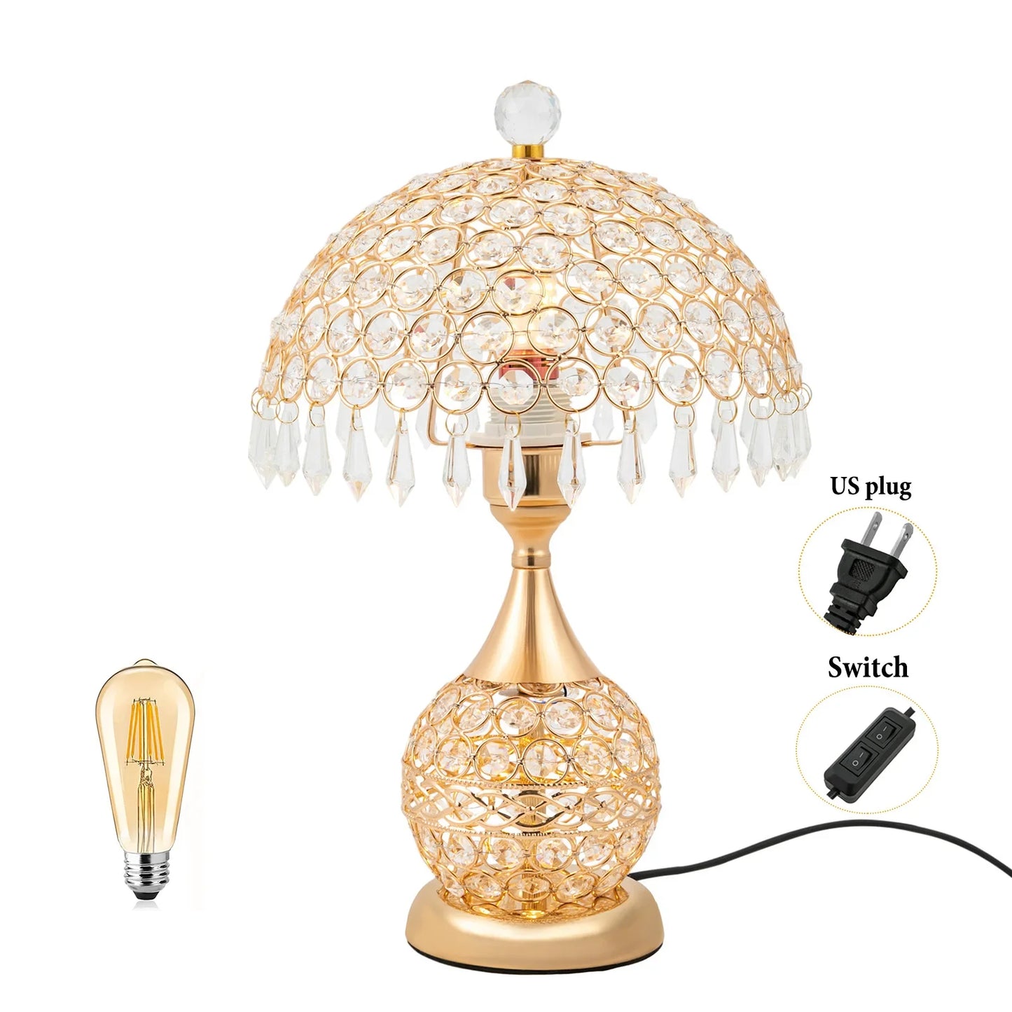 Moderne Kristall Luxus Dekorative Nachttischlampe