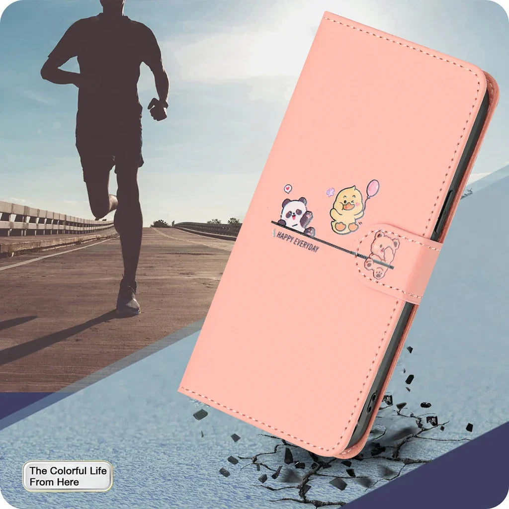 Frendorf | Tierdruck Leder iPhone Magnetische Flip Geldbörse Hülle