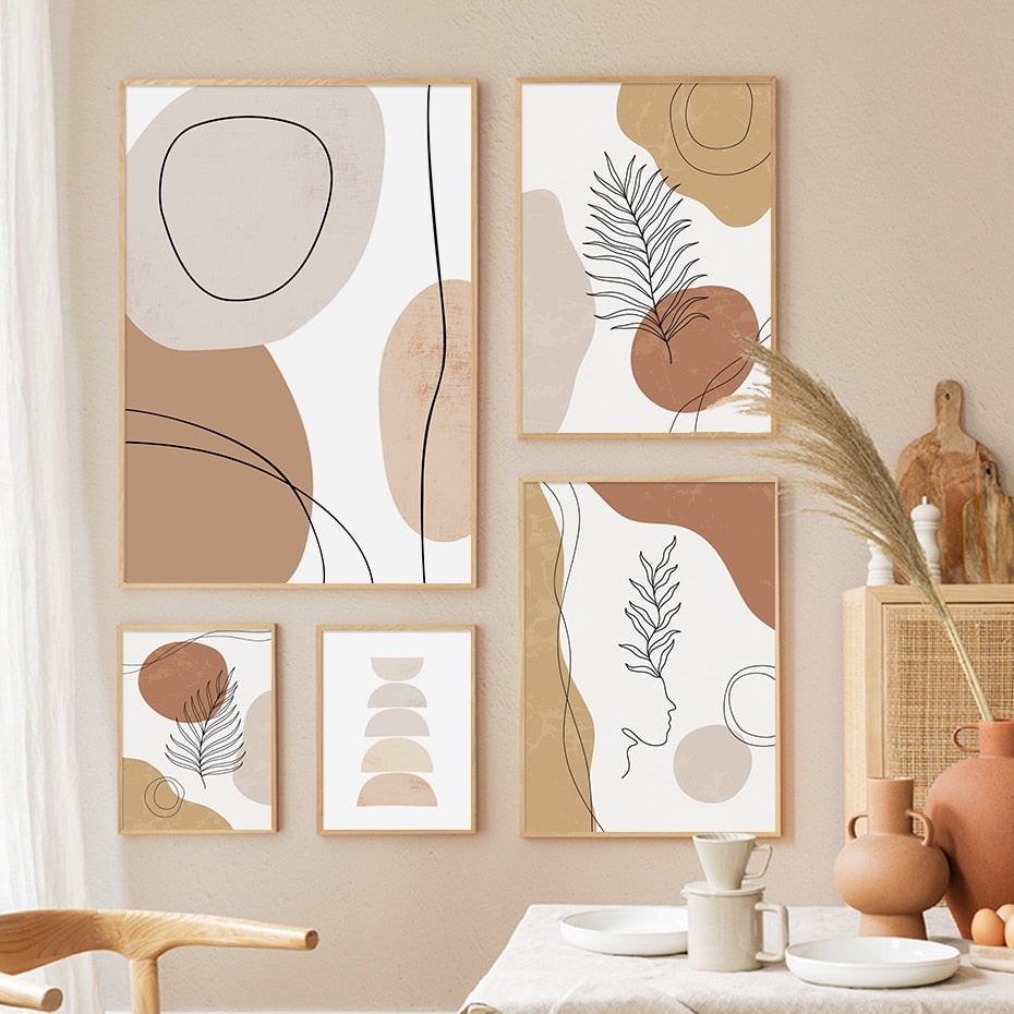Abstrakte Beige Wandkunst Leinwanddrucke