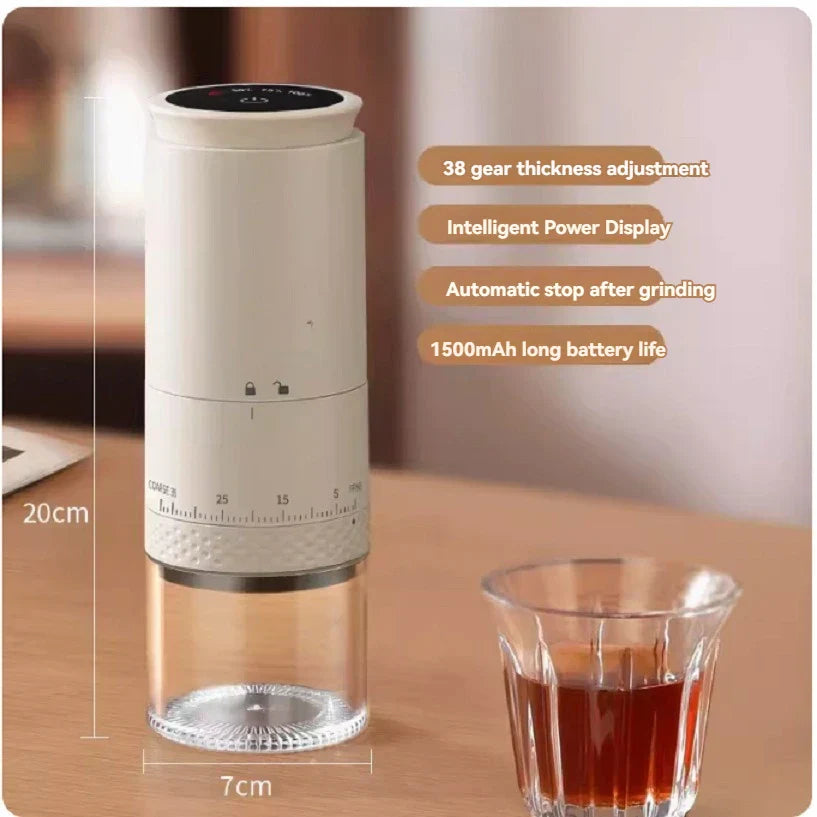 Frendorf | 1500mAh Elektrische Kaffeemühle Extern einstellbare Type-C-Lade Kaffeemühle Bohnenmahlmaschine Kaffeezubereiter