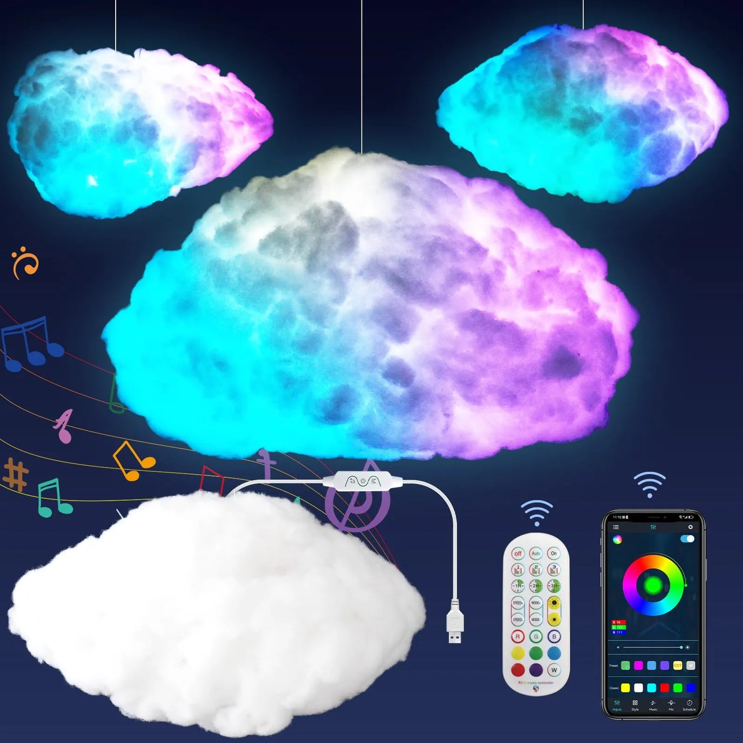 Cloudscape Glow 3D Wolken Smart Schlafzimmerlampe