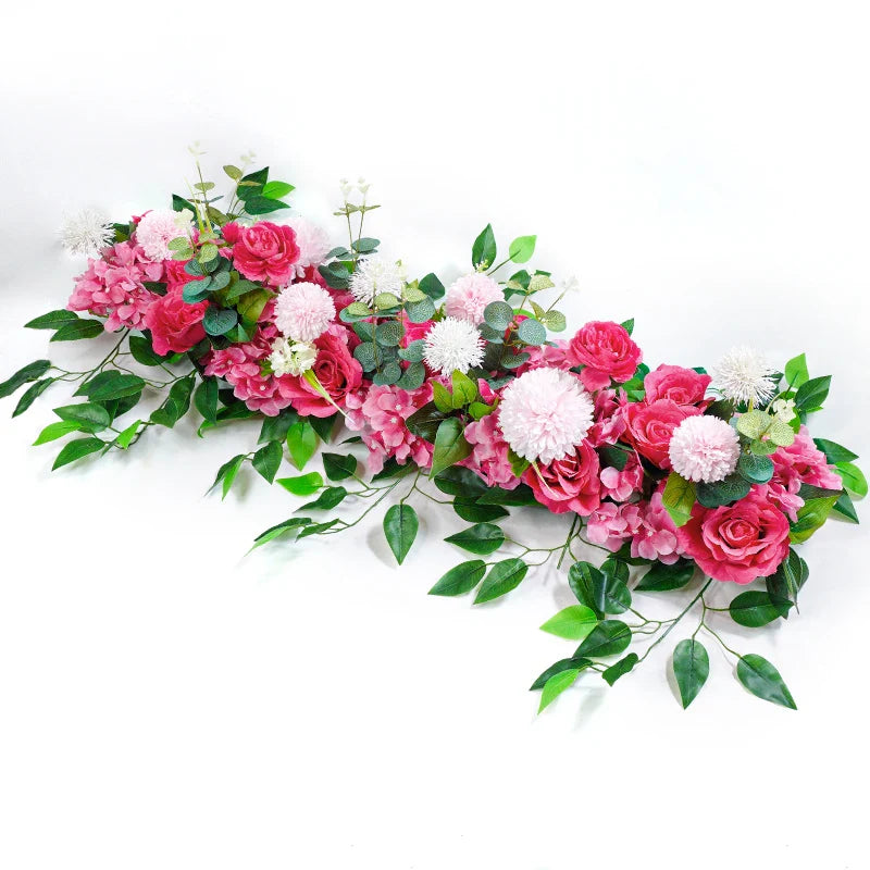 Frendorf | 100 cm Luxus Weiße Rose Künstliche Blumenreihe – Hochzeits Tischdekorationen, Hintergrund, Wandbogen, Partybühne Florale Dekoration