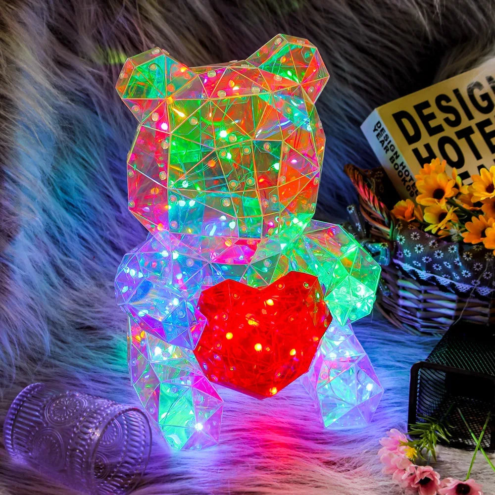 30 cm Teddybär Puppe Geschenk Lampe Bunte Funkelnde Romantische Überraschung LED Geschenk Licht Mädchen Geburtstag Valentinstag Schlafzimmer Dekor