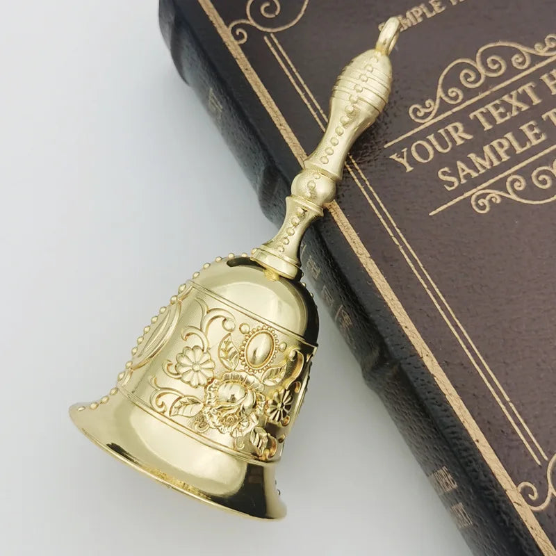 Groß Retro Handkurbel Glocke Kupferlegierung Servieren Schule Klasse Metall Anhänger Handwerk Hochzeit Dekoration Alarm Kirche Bar Hotel