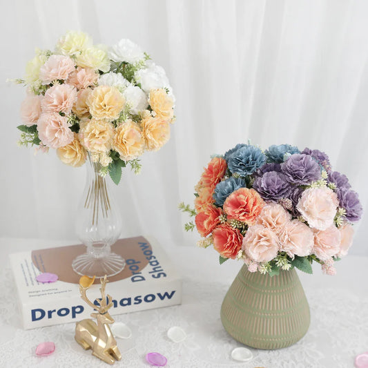 Frendorf | 28 cm Künstlicher Nelkenstrauß – 1/3 Stück Seidenblume für Zuhause, Hochzeit, Zimmer, Gartendekoration, DIY Braut hält Blumen