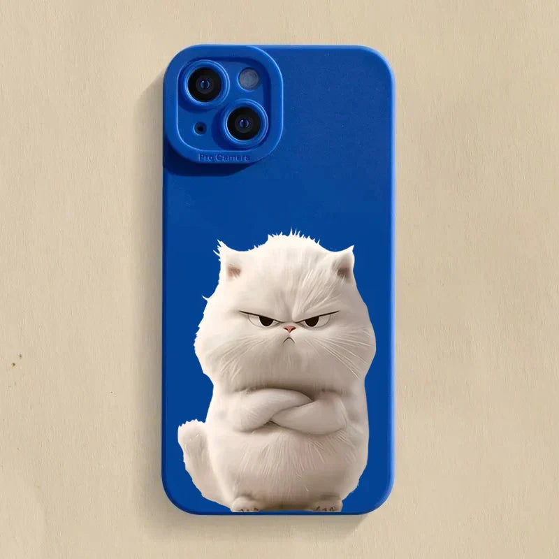 Frendorf | Blauer stoßfester Katzen-Silikon-Handyhülle für iPhone