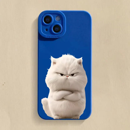 Frendorf | Blauer stoßfester Katzen-Silikon-Handyhülle für iPhone