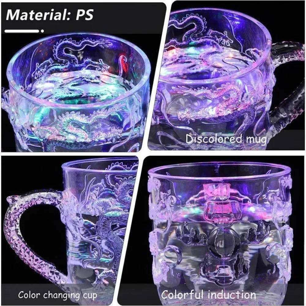 1 Stück Farbwechsel Leuchtende LED Drachen Tasse Wasser Aktiviert Lichter Bier Kaffee Milch Tee Wein Whiskey Bar Becher Reise Kreatives Geschenk