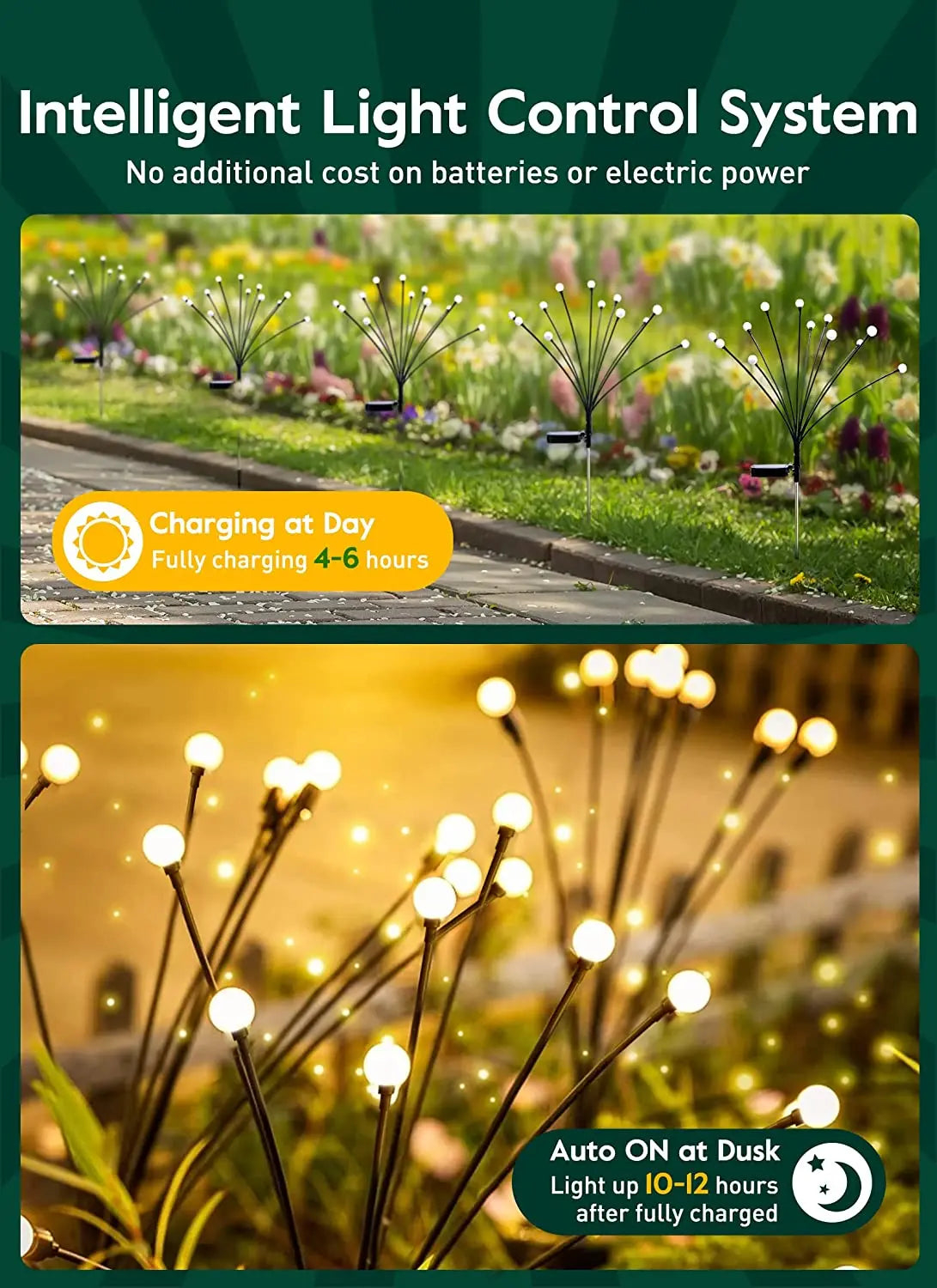 LED Solar Glühwürmchenlichter: Wasserfeste Gartenlichter für lebendige Terrassenwegdekoration