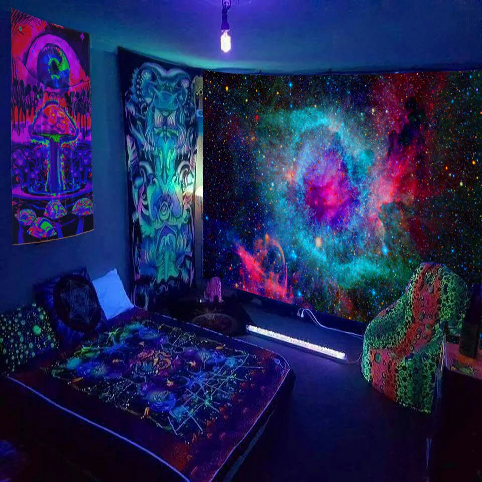 Psychedelischer Pilz Glow Wandteppich