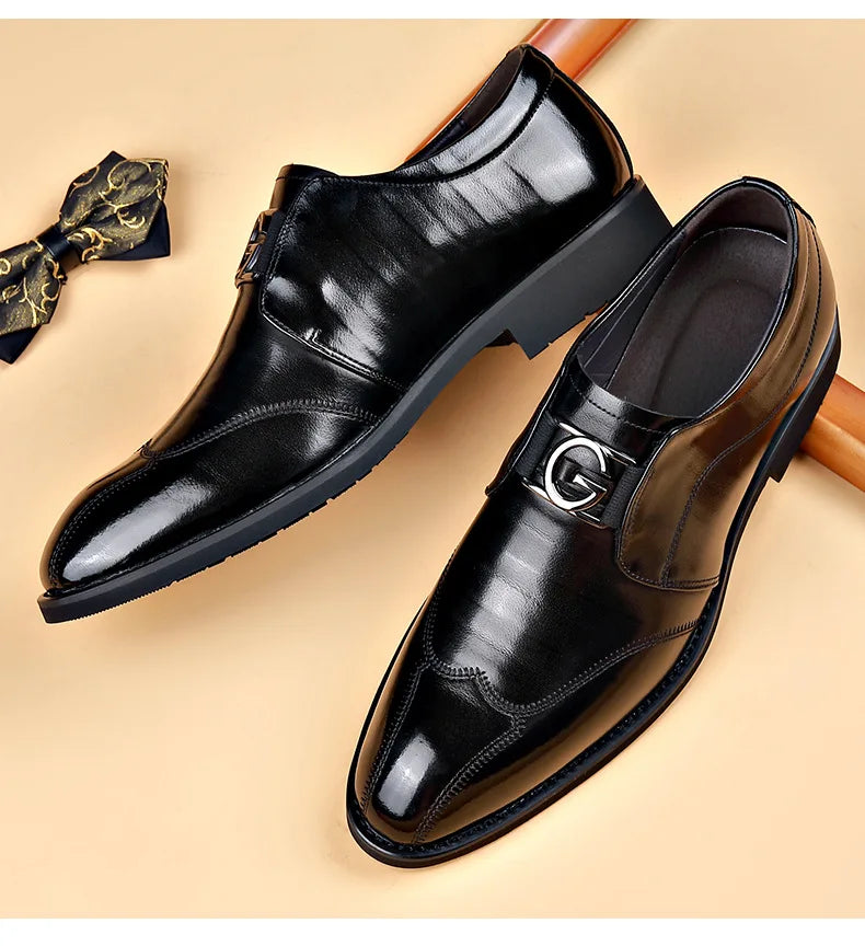 Frendorf | Herren Leder Schuhe Stilvolle Herren Schuhe Spitz Oxford Hochzeit Leder Herren Dress Schuhe Gentleman Büro Mann Schuh