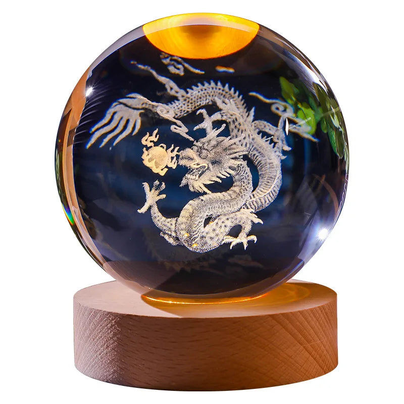 12 chinesische Tierkreis-Kristallkugel-Licht