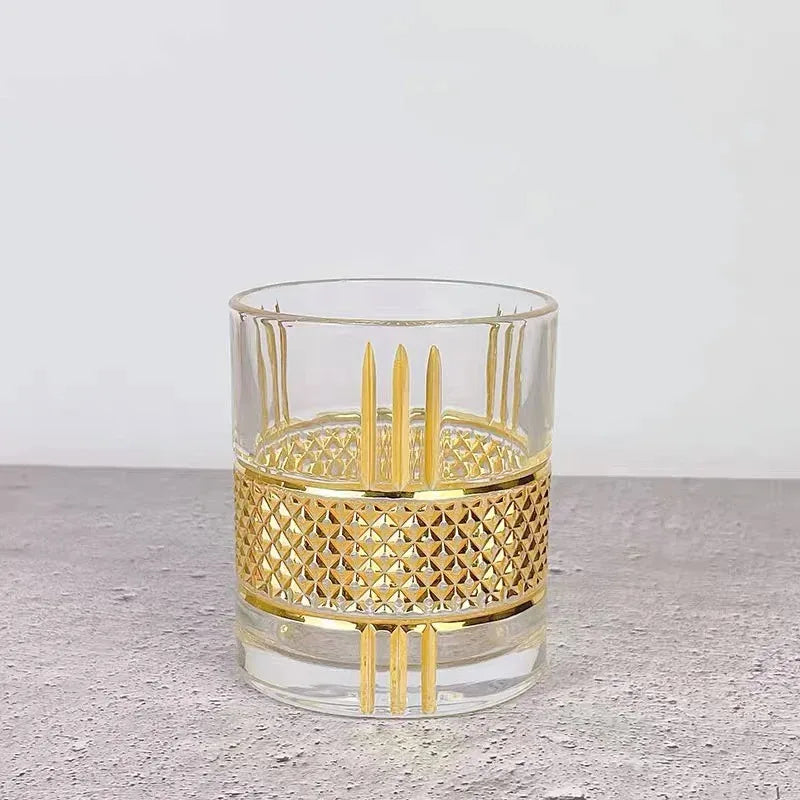 Goldene Auskleidung Whiskeyglas, Old Fashioned Rocks Gläser Tummler, Glaswaren für Cocktail Scotch, Bourbon, Gin, Vodka, Brandy