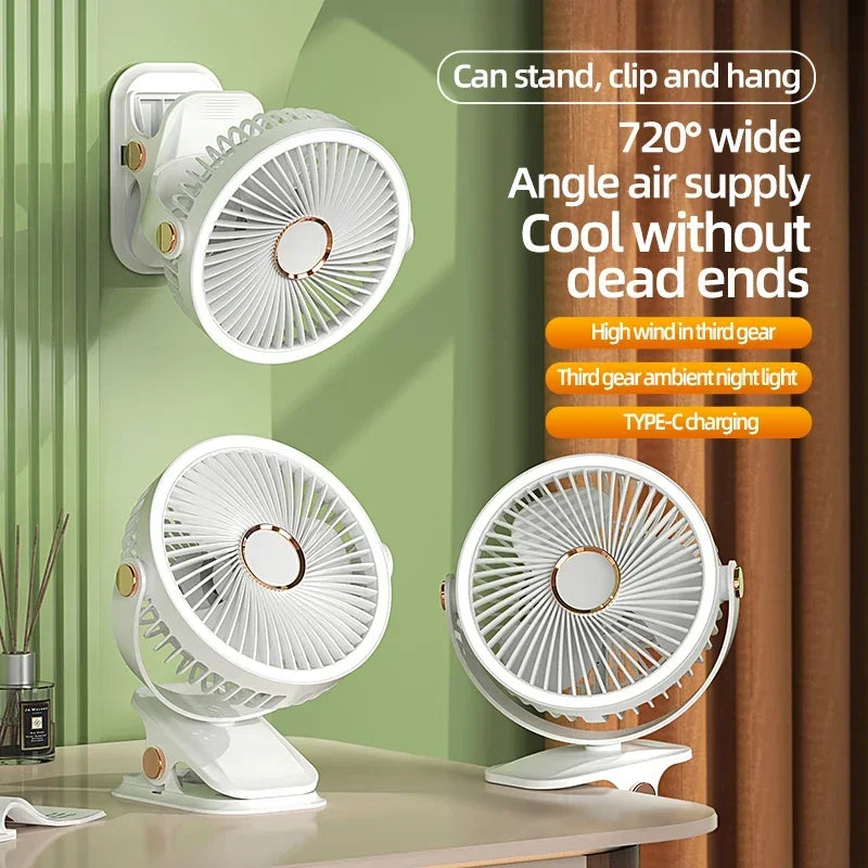 Frendorf | Multi-Winkel Outdoor Clip-On Wiederaufladbarer Kühlventilator
