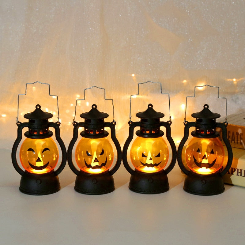 Halloween LED hängende Kürbislaterne Licht Gespenst Lampe Kerzenlicht Retro kleine Öllampe Halloween Party Heimdekoration Horror Requisiten