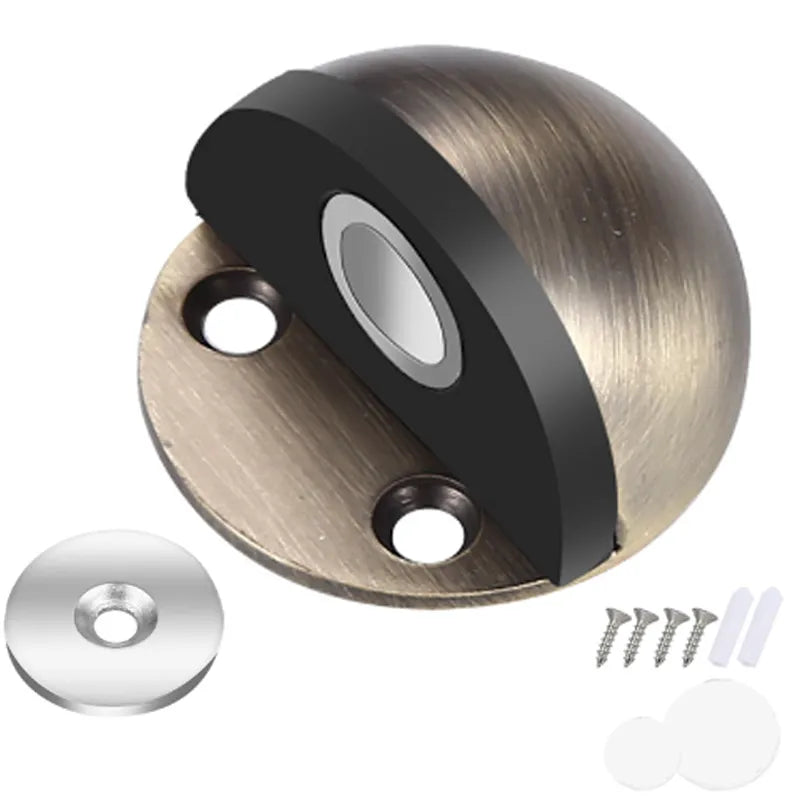 Edelstahl Magnet Türstopper - Bohrfrei, Magnetische Saugkraft, Halbrunder Gummi Anti-Kollisions Türberührung Stopp