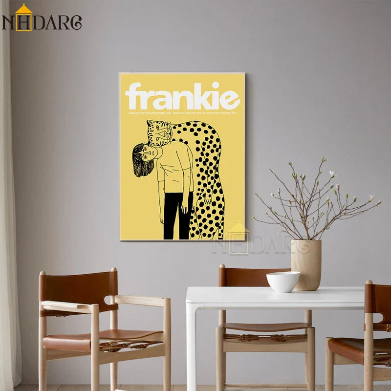 Caricature Figure Art Leopard Boy Canvas Painting  Abstract Posters and Prints Wall Pictures Modern Living Room Christmas Gifts