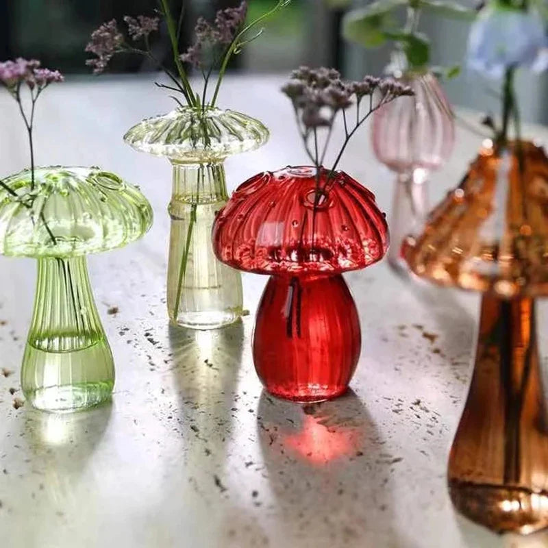 1 Stück Pilz Glasvase Transparent Hydrokultur Blumen Aromatherapie Flasche DIY Kreative Tischhandwerke Nordic Home Dekoration