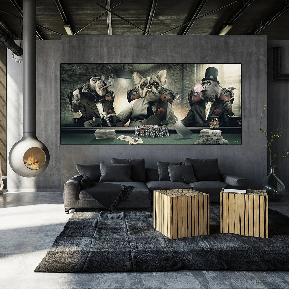 Lustiger Hund Singender Hip Hop Tier Poster Coole Musikband Leinwanddruck Malerei Nordische Wandkunst Bilder Wohnzimmer Hoom Dekor