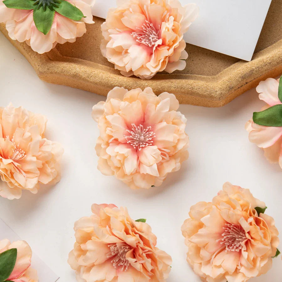 Frendorf | 10 Stück Künstliche Seiden-Pfingstrosenblüten – DIY Bastel Fake Staubblüten für Hochzeiten, Zuhause, Valentinstag und Außen Dekoration