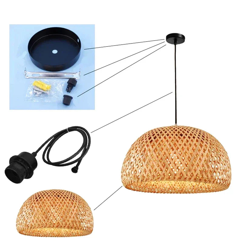 Luxora Handgewebte Bambus Pendelleuchte - Umweltfreundliche Deckenlampe