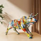 Graffiti-Malerei Harz Bull Figuren Home Wohnzimmer Schlafzimmer Büro Desktop Feng Shui Ornamente Sammlung Statuen