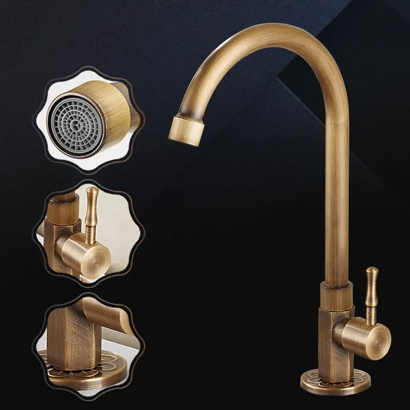 Frendorf | Elegante Schwanenhals Küchenarmaturen aus antikem Messing