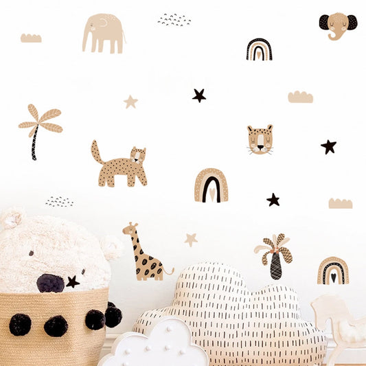 Frendorf | Cartoon Wandsticker Regenbogen und Tiergesichter