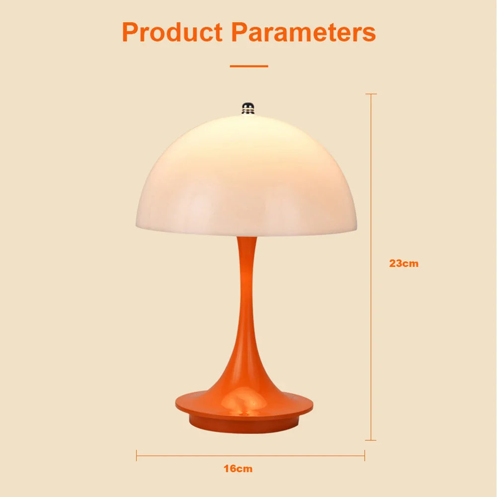 Pilz-Tischlampe, PC, leuchtender Lampenschirm, wiederaufladbare Schreibtischlampe, Schlafzimmer, Nachttisch, dekoratives Nachtlicht