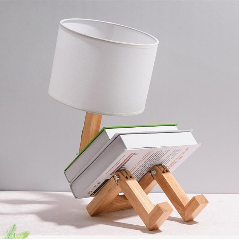 Robot Form Holz Tischlampe