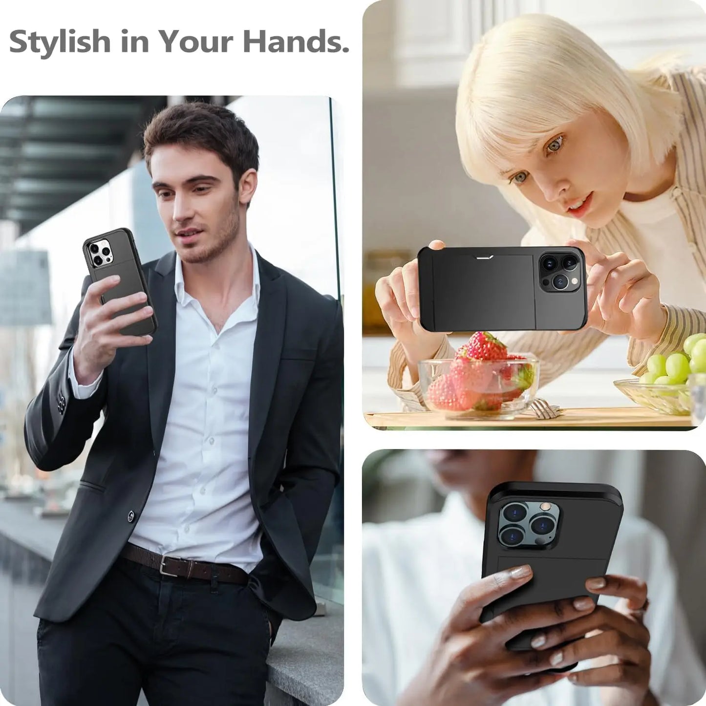 Frendorf | LuxShield iPhone-Hülle mit Kartenhalter | Schlankes Design | Kartenaufbewahrung | Schutz & Stil